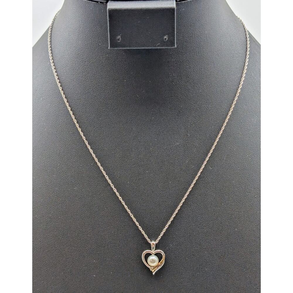 Alwand Vahan 14K Gold 925 Sterling Diamond Pearl Heart Pendant Necklace